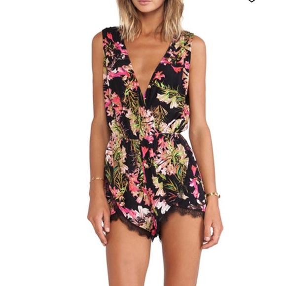 Lovers + Friends Floral Lace Romper - Picture 1 of 4